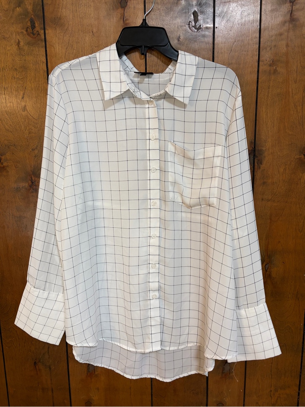 Who What Wear White Windowpane Button-Down Shirt